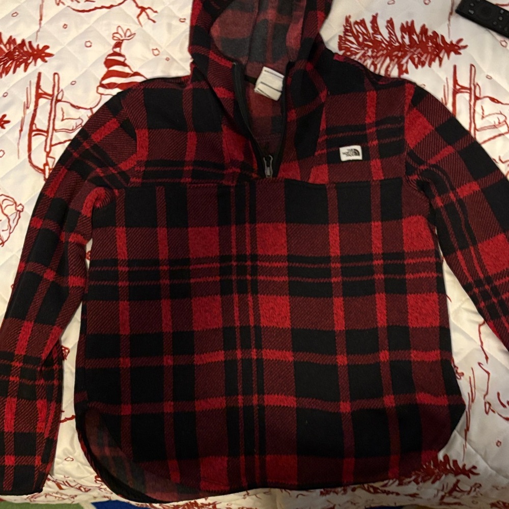 The North Face Red and Black Checkered Pullover